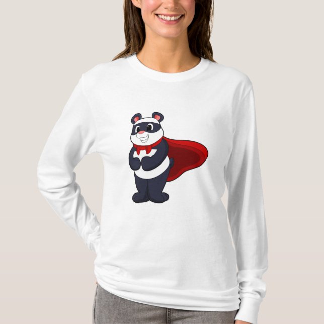 Panda als Held mit Mask & Cape T-Shirt (Vorderseite)