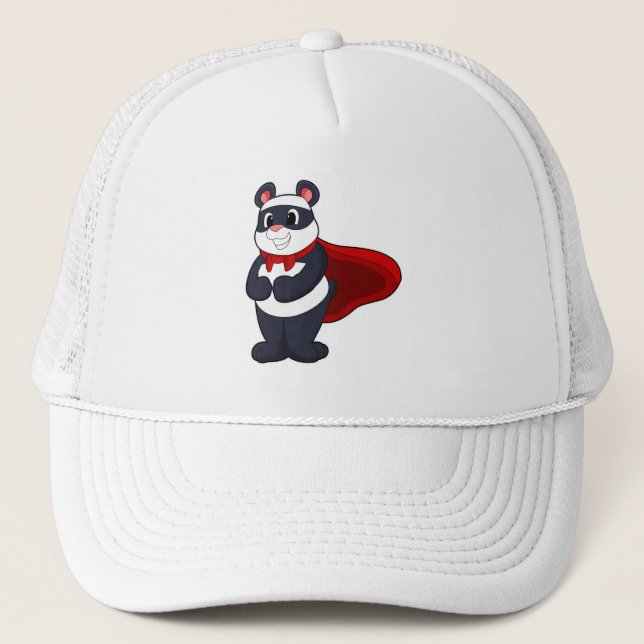 Panda als Held mit Mask & Cape Truckerkappe (Vorderseite)