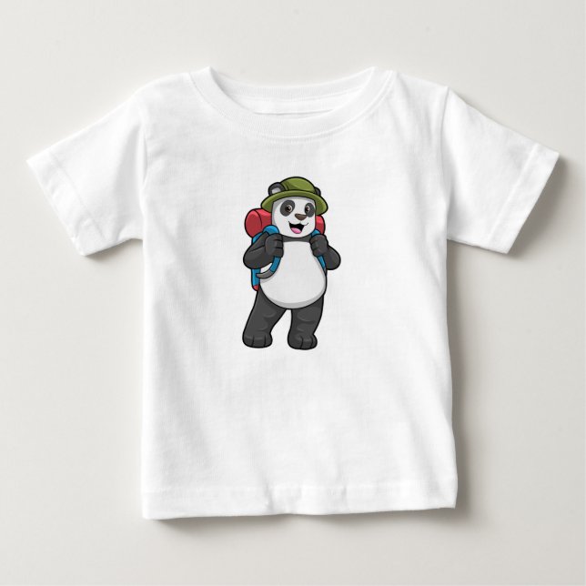 Panda als Hiker mit Rucksack Baby T-shirt (Vorderseite)