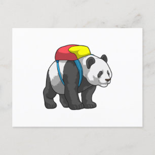 Panda als Hiker mit Rucksack Postkarte