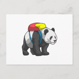 Panda als Hiker mit Rucksack Postkarte