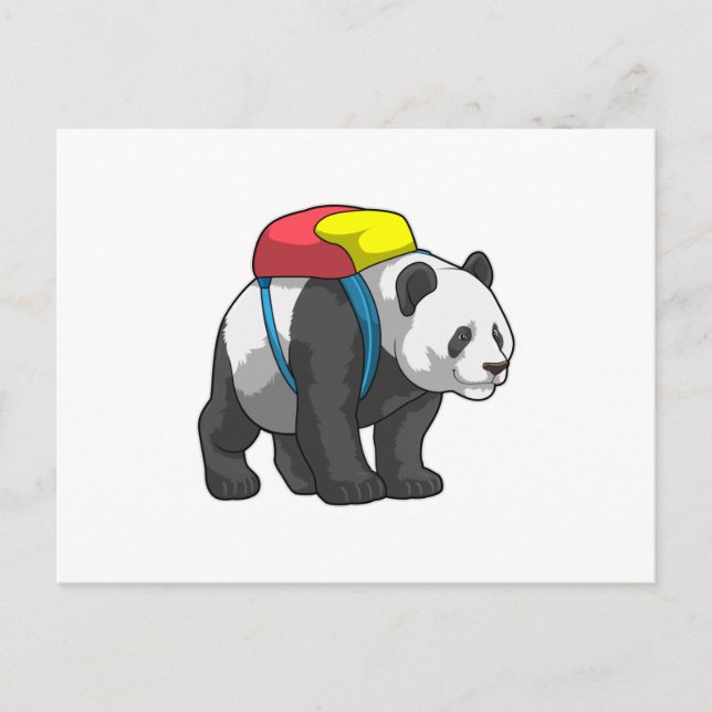 Panda als Hiker mit Rucksack Postkarte (Vorderseite)