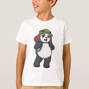 Panda als Hiker mit Rucksack T-Shirt