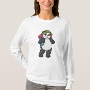 Panda als Hiker mit Rucksack T-Shirt