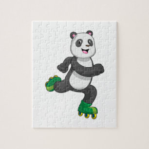 Panda als Inline-Skater mit Roller-Skaten