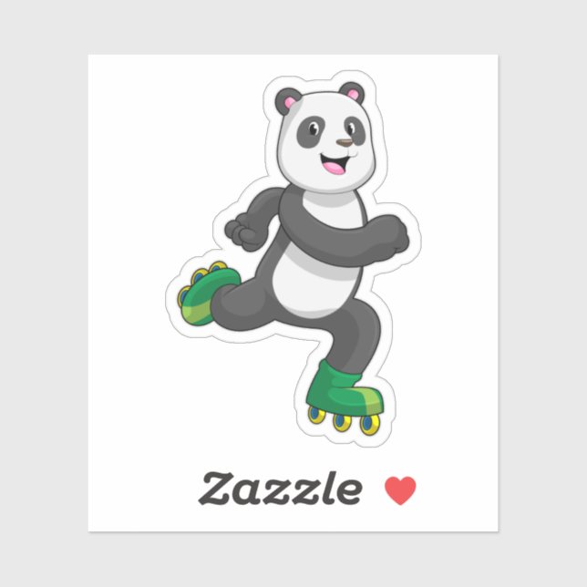 Panda als Inline-Skater mit Roller-Skaten Aufkleber (Blatt)