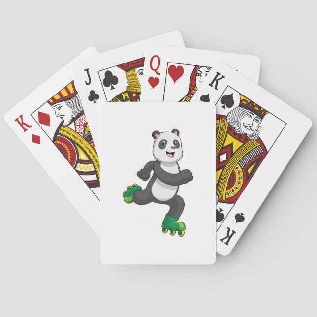 Panda als Inline-Skater mit Roller-Skaten Spielkarten (Rückseite)