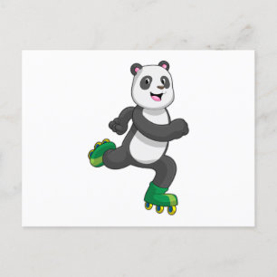 Panda als Inline-Skater mit Rollschuhen Postkarte