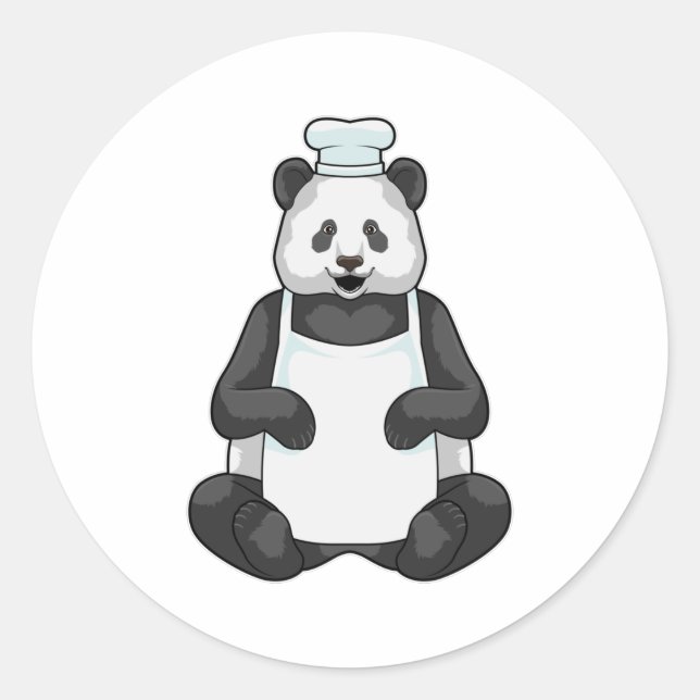 Panda als Koch mit Kochmütze Runder Aufkleber (Vorderseite)