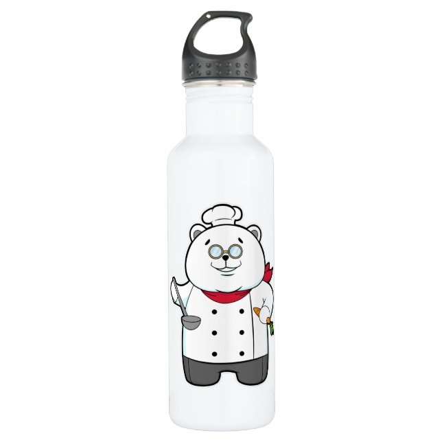 Panda als Koch mit Suppenpfanne & Karrot Edelstahlflasche (Vorderseite)