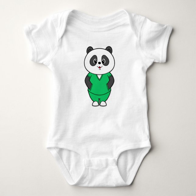 Panda als Krankenschwester mit Smock Baby Strampler (Vorderseite)