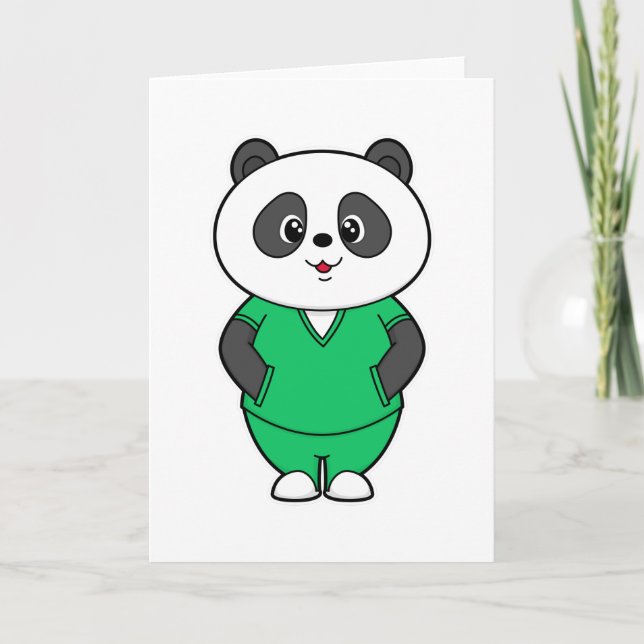 Panda als Krankenschwester mit Smock Karte (Vorderseite)