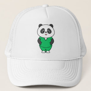 Panda als Krankenschwester mit Smock Truckerkappe