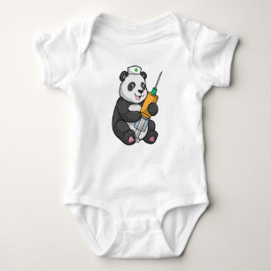 Panda als Krankenschwester mit Spritze Baby Strampler