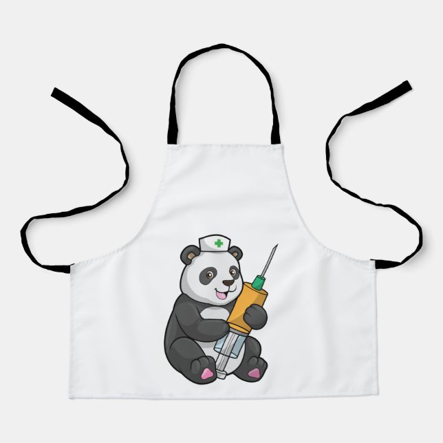 Panda als Krankenschwester mit Spritze Schürze (Vorderseite)