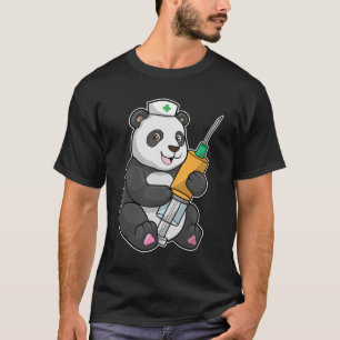 Panda als Krankenschwester mit Spritze T-Shirt
