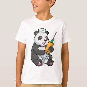 Panda als Krankenschwester mit Spritze T-Shirt