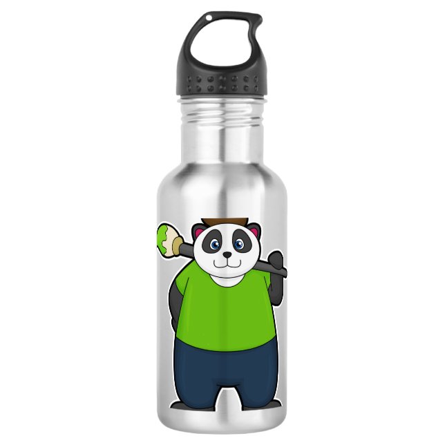 Panda als Maler mit Pinsel Edelstahlflasche (Vorderseite)