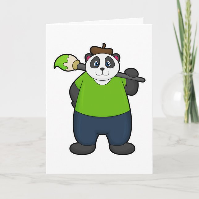 Panda als Maler mit Pinsel Karte (Vorderseite)