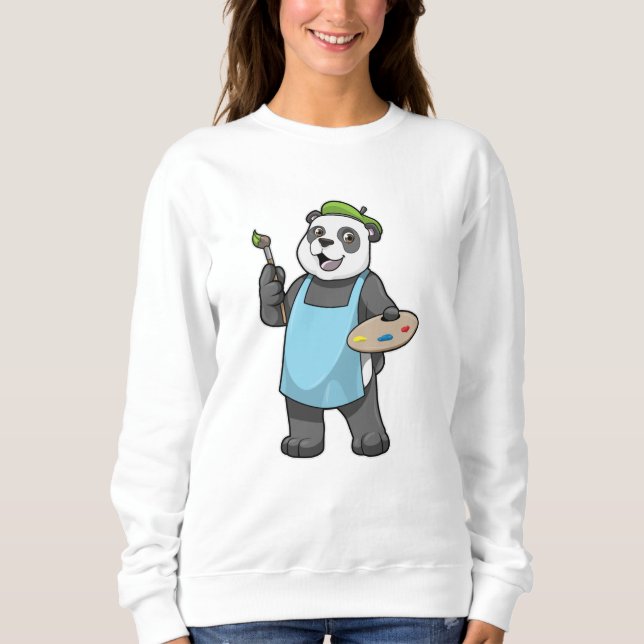 Panda als Maler mit Pinsel und Farbe Sweatshirt (Vorderseite)