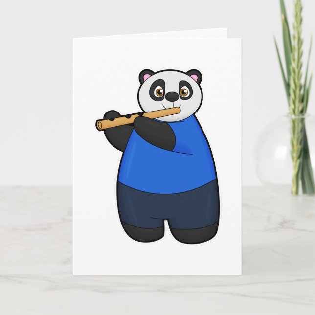 Panda als Musiker mit Flute Karte (Vorderseite)