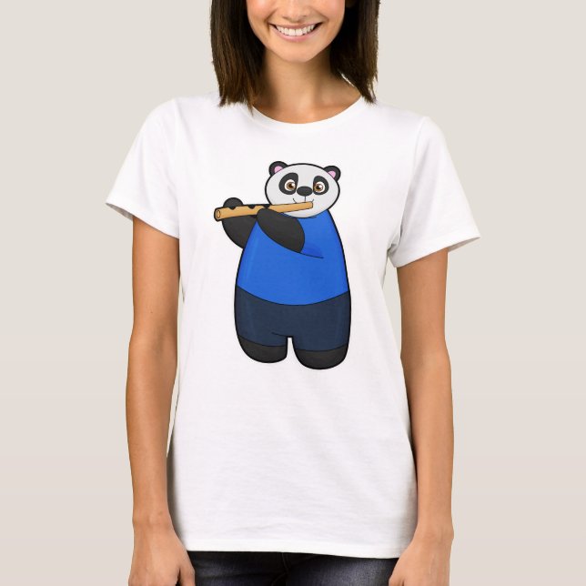 Panda als Musiker mit Flute T-Shirt (Vorderseite)