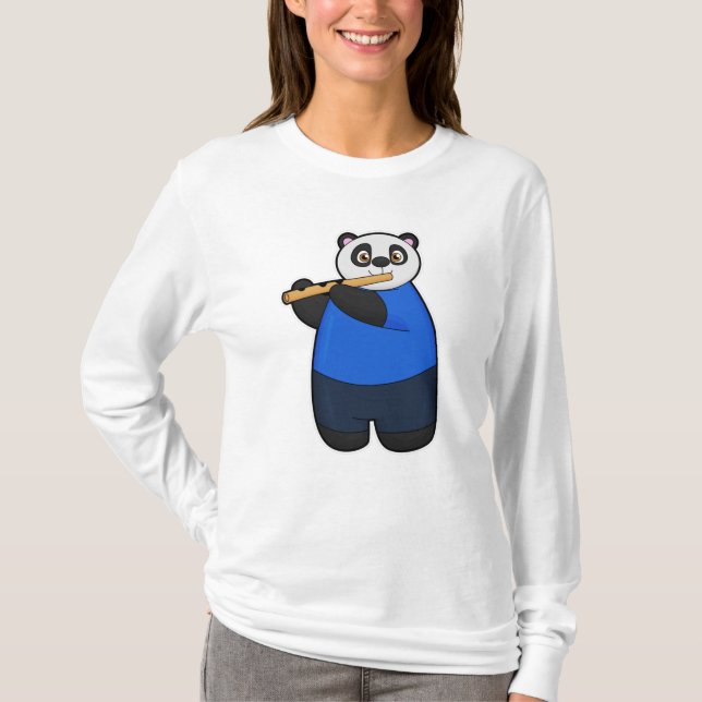 Panda als Musiker mit Flute T-Shirt (Vorderseite)