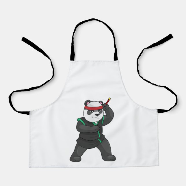 Panda als Ninja in Kostüm Schürze (Vorderseite)
