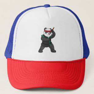 Panda als Ninja in Kostüm Truckerkappe