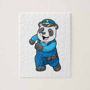 Panda als Polizeibeamter mit Polizeihelm
