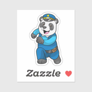 Panda als Polizeibeamter mit Polizeihelm Aufkleber