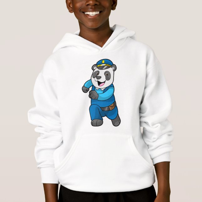 Panda als Polizeibeamter mit Polizeihelm Hoodie (Vorderseite)
