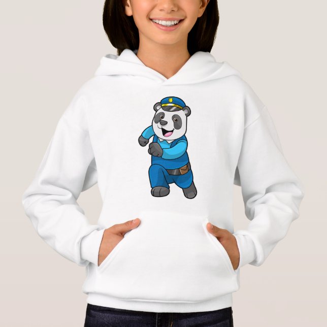 Panda als Polizeibeamter mit Polizeihelm Hoodie (Vorderseite)