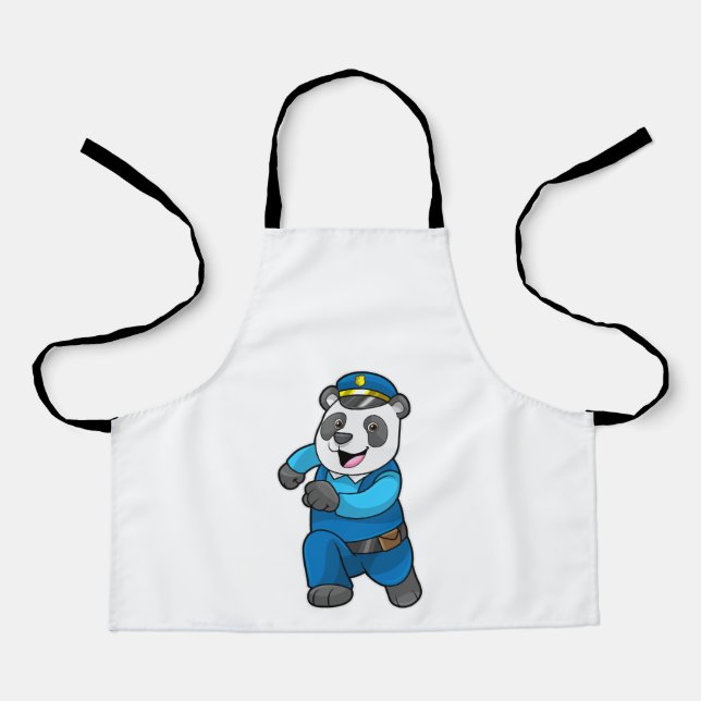 Panda als Polizeibeamter mit Polizeihelm Schürze (Vorderseite)
