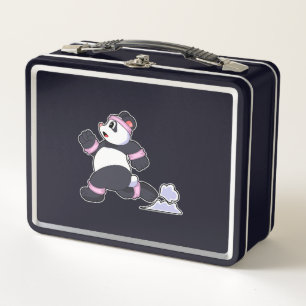 Panda als Runner beim Laufen Metall Brotdose