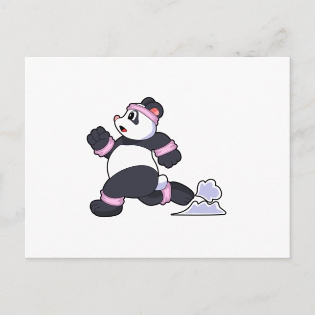 Panda als Runner beim Laufen Postkarte (Vorderseite)