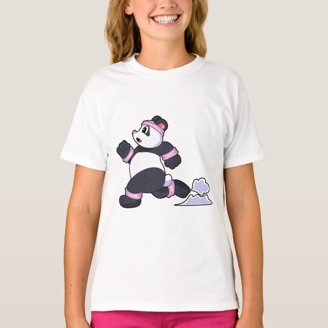 Panda als Runner beim Laufen T-Shirt (Vorderseite)