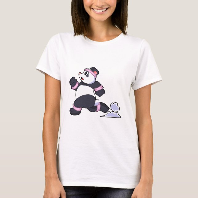 Panda als Runner beim Laufen T-Shirt (Vorderseite)