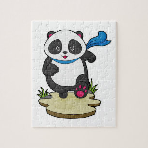 Panda als Runner mit Scarf