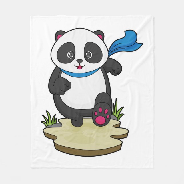 Panda als Runner mit Scarf Fleecedecke (Vorderseite)