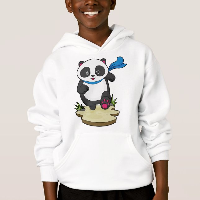 Panda als Runner mit Scarf Hoodie (Vorderseite)