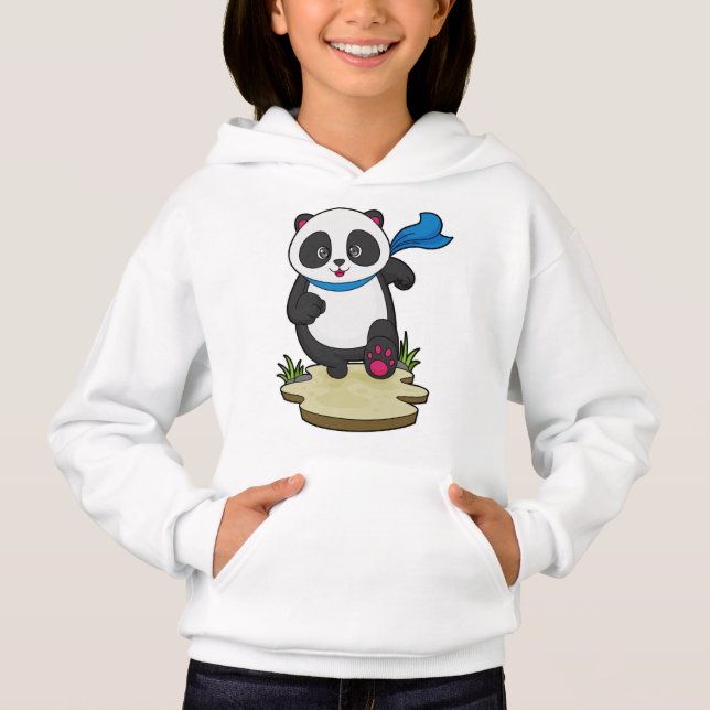 Panda als Runner mit Scarf Hoodie (Vorderseite)