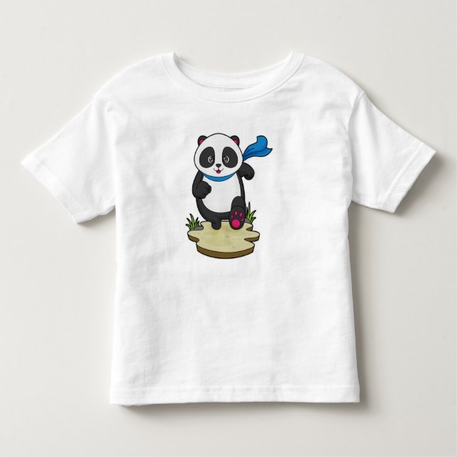 Panda als Runner mit Scarf Kleinkind T-shirt (Vorderseite)