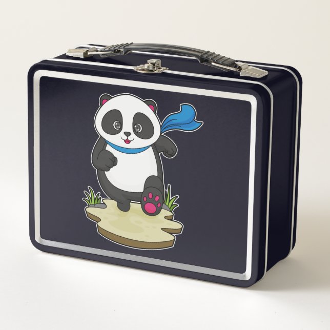 Panda als Runner mit Scarf Metall Brotdose (Vorderseite)
