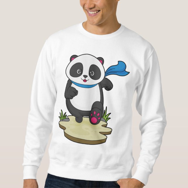 Panda als Runner mit Scarf Sweatshirt (Vorderseite)
