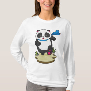 Panda als Runner mit Scarf T-Shirt