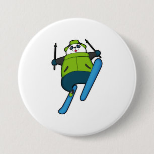 Panda als Skijumper mit Ski Button