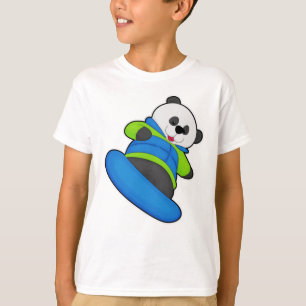 Panda als Snowboarder mit Snowboard T-Shirt