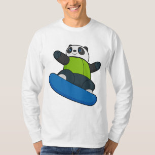 Panda als Snowboarder mit Snowboard T-Shirt