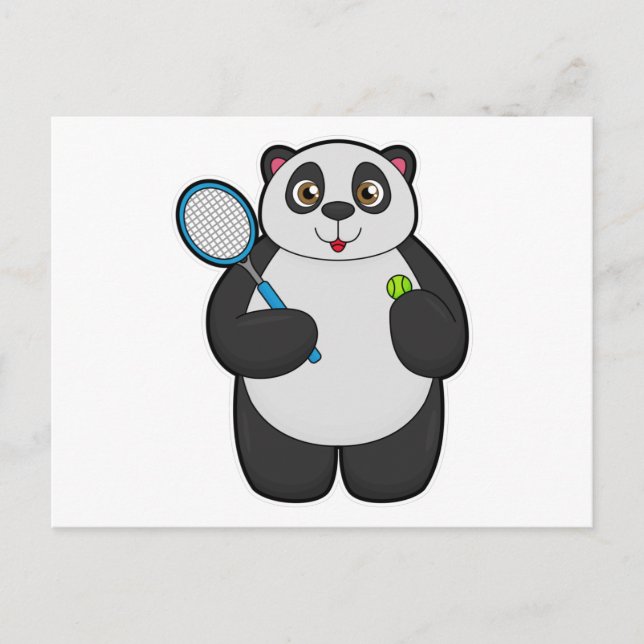 Panda als Tennisspieler mit Tennisschläger Postkarte (Vorderseite)